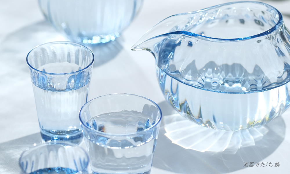 さぬき庵治石硝子 酒器 かたくち縞